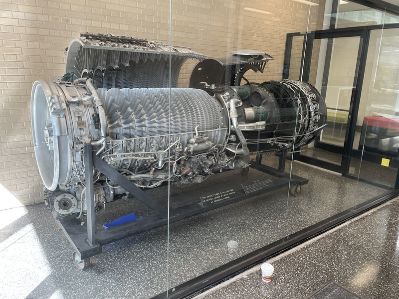 Photo of an opened-up jet engine.